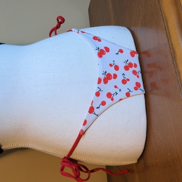 KONA SOL Faux Wrap Halter Bikini with Poppin Cherry String Bikini Bottom Size L - Picture 9 of 13